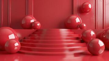 Red Room With Round Object photo
