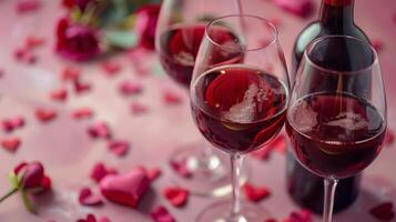 Bottle of Wine Next to Glass on Table photo