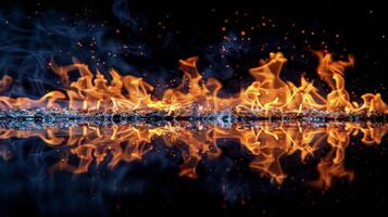 Close-Up of Fire Against Black Background photo