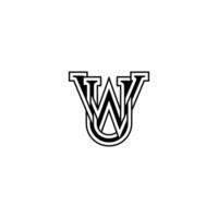 Alphabet Initials logo UW, WU, W and U vector