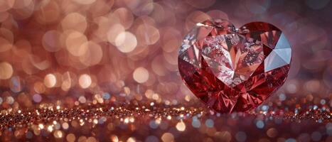 Red Heart Shaped Diamond on Table photo