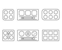 Linear graphic icons of beauty and cosmetics in the form of eyelids shadow and eye makeup. vector
