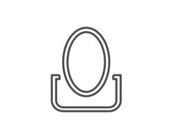 Makeup and cosmetics. Linear graphic beauty icons in the form of a face mirror. vector