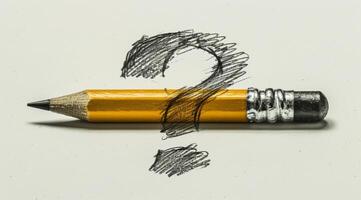 Pencil Sketch of Question Mark on Paper photo