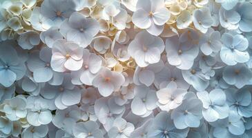 Close Up of Blue and White Hydrangeas photo