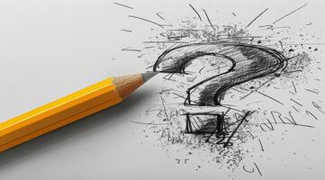Pencil Sketch of Question Mark on Paper photo