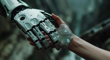 Robot Hand Reaching for Human Hand photo