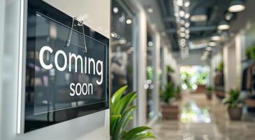 Coming Soon Sign in Modern Retail Space photo