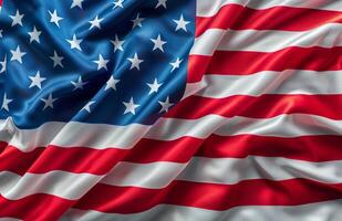 Waving American Flag Close-Up photo