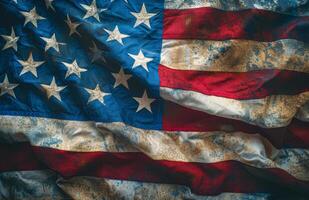 Waving American Flag Close-Up photo
