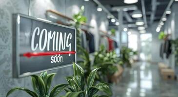 Coming Soon Sign in Modern Retail Space photo