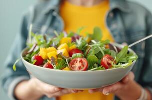 Person Holding a Salad Bowl photo