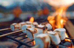 Marshmallows Roasting Over Campfire photo