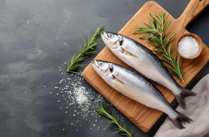 Fresh Fish on Cutting Board photo