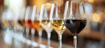 Wine Glasses on a Bar Counter photo