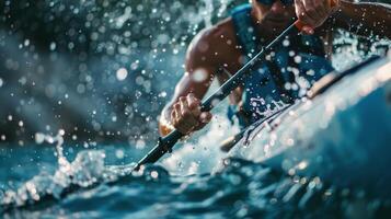 Kayaker Navigating Whitewater Rapids photo