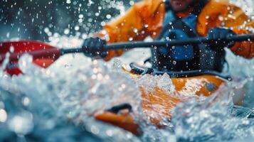 Kayaker Navigating Whitewater Rapids photo