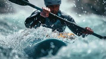 Kayaker Navigating Whitewater Rapids photo
