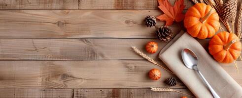 Thanksgiving Table Setting With Fall Decor photo