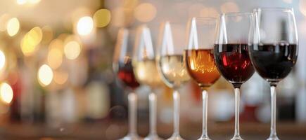 Wine Glasses on a Bar Counter photo