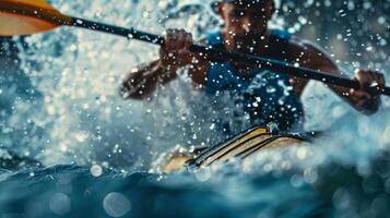 Kayaker Navigating Whitewater Rapids photo