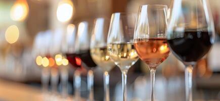 Wine Glasses on a Bar Counter photo