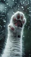Cat Paw on Rainy Window photo