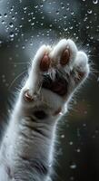 Cat Paw on Rainy Window photo