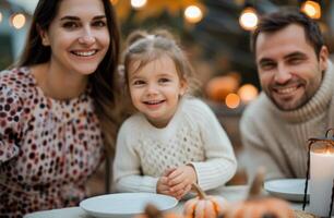Happy Family Dinner With Candles photo