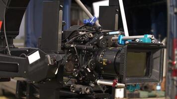 Filming in the steppe. The operator moves the camera along the slider. Movie production video