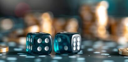 Blue Dice on a Table photo