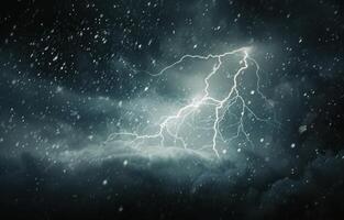 Rain and Lightning Storm Over Water photo