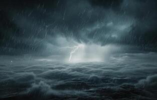 Rain and Lightning Storm Over Water photo