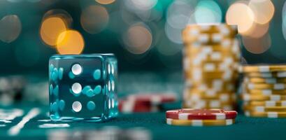 Blue Dice on Casino Table photo