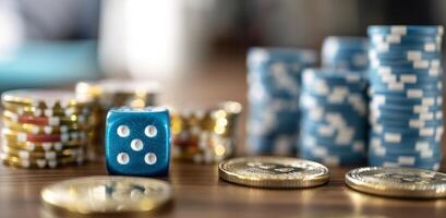 Blue Dice on a Table photo