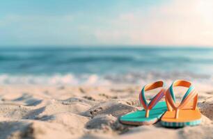 Flip Flops on a Sandy Beach photo