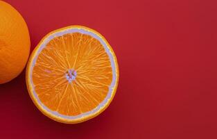 Orange Slice on Red Background photo