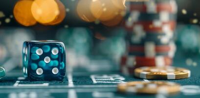 Blue Dice on Casino Table photo