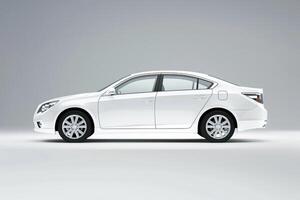 Compact sedan in studio with clean white background showcasing its sleek design photo