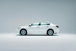 Compact sedan in studio with clean white background showcasing its sleek design photo