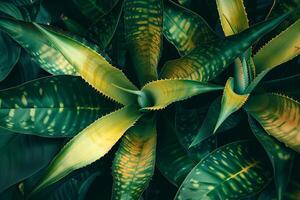 Portrait Botanical VriesehieroglyphicKing of Bromeliads with intricate leaf patterns Background photo