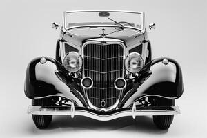 Timeless vintage roadster in pristine condition on plain white background emphasizing its classic design background photo