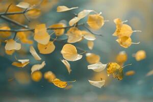 Nature of Delicate Aspen Leaves Fluttering in Gentle Breeze Background photo