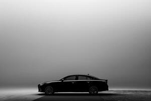 Abstract representation of new sedans silhouette against clean white  ing on simplicity and design lines photo