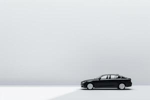 Abstract representation of new sedans silhouette against clean white  ing on simplicity and design lines photo