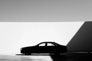 Abstract representation of cars silhouette against stark white  playing with shadows and negative space photo