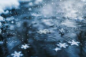 Abstract Background Experimental  of Snowflakes Caught in Gust of Wind photo