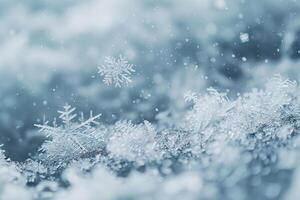 Abstract Background Experimental  of Snowflakes Caught in Gust of Wind photo
