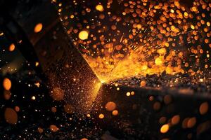 Abstract Experimental Fiery Sparks from Blacksmiths Anvil Background photo