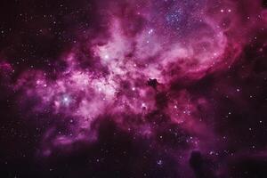 Cosmic Majesty Glowing Nebulin Shades of Pink and Purple Illuminated by Nearby Stars Background photo